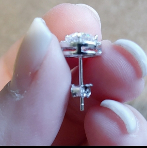 3.44 CTTW Halo Stud Earrings w/ Swarovski Elements - Picture 5 of 7